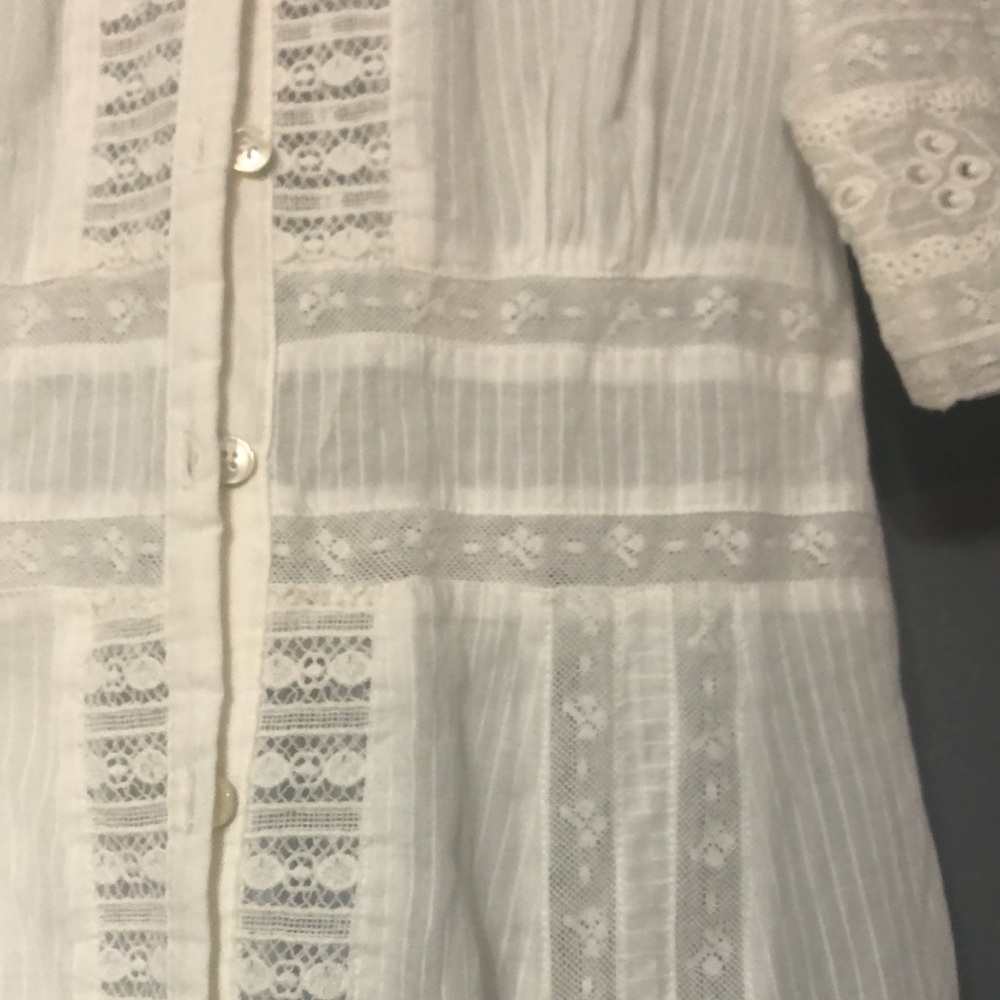 Reformation Oxford Sheer Lace Short Sleeve Button Front Maxi Dress in White - Picture 9 of 15